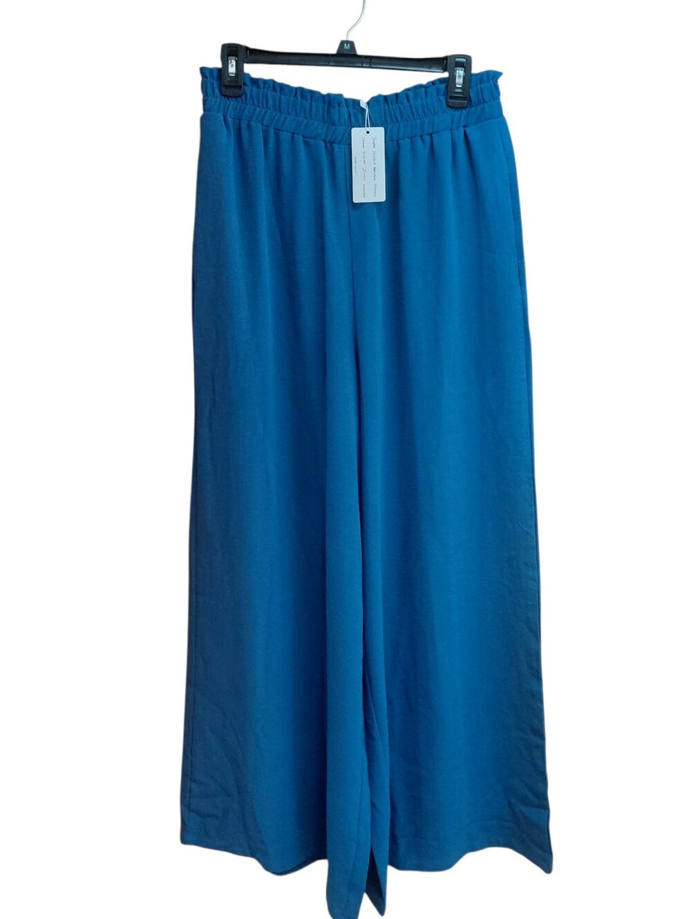 Simplee wide Leg Paperbag Waist Flowy Pants With Pockets  Blue  Size L NWT